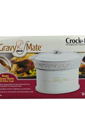 Rival Crock-Pot Gravy Mate Ceramic Warmer White Scroll Design New In Box